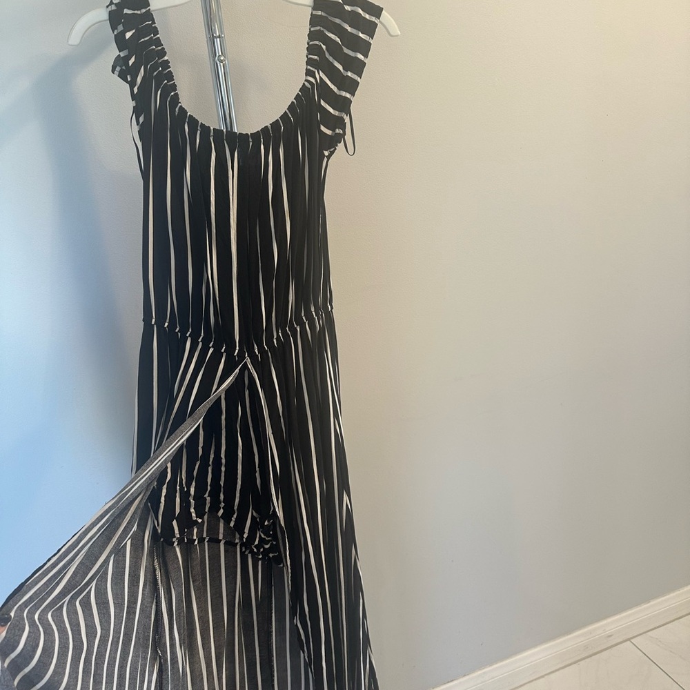 Ambiance Black and White High Low Romper Dress